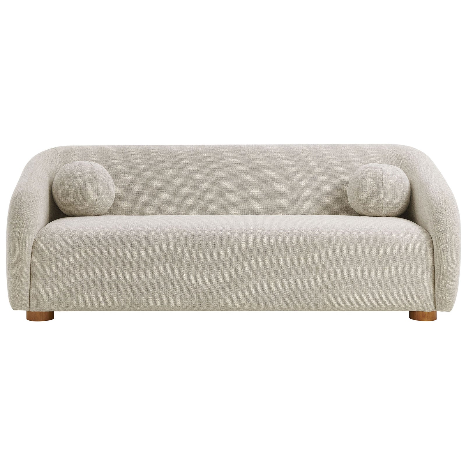 Holland dove gray chenille sofa with plush bench seat and two round accent pillows || EEI-7217-DOV || front_studio