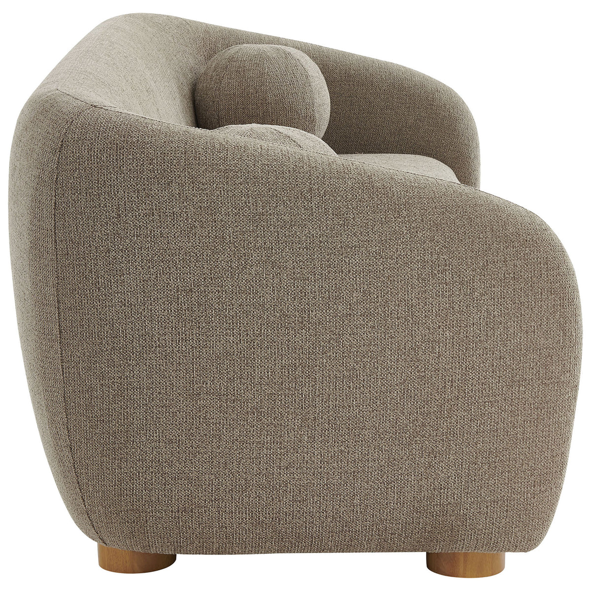 Softly sloped arm and side of the Holland sofa highlight the plush curves and textured chenille fabric || EEI-7217-TAU || side_studio