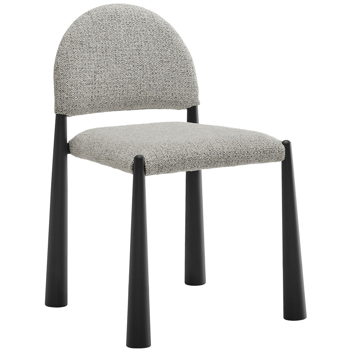 Hayley upholstered side chair pairing textured light fabric with sculptural tubular black legs for modern dining || EEI-7220-BLK-CAM || front_angle_studio