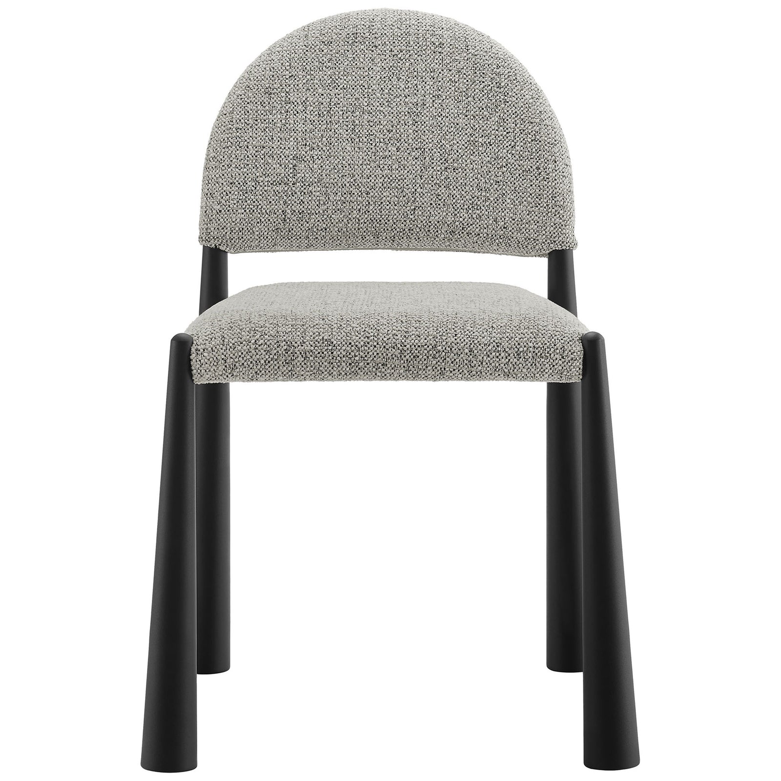 Hayley dining chair with rounded fabric back, generous cushioned seat, and bold black tapered legs || EEI-7220-BLK-CAM || front_studio
