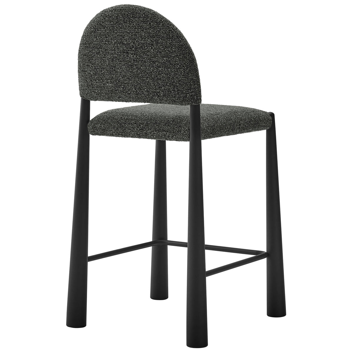 Rounded backrest and sculpted legs create a bold, modern look in black anthracite fabric. || EEI-7221-BLK-ANT || back_angle_studio