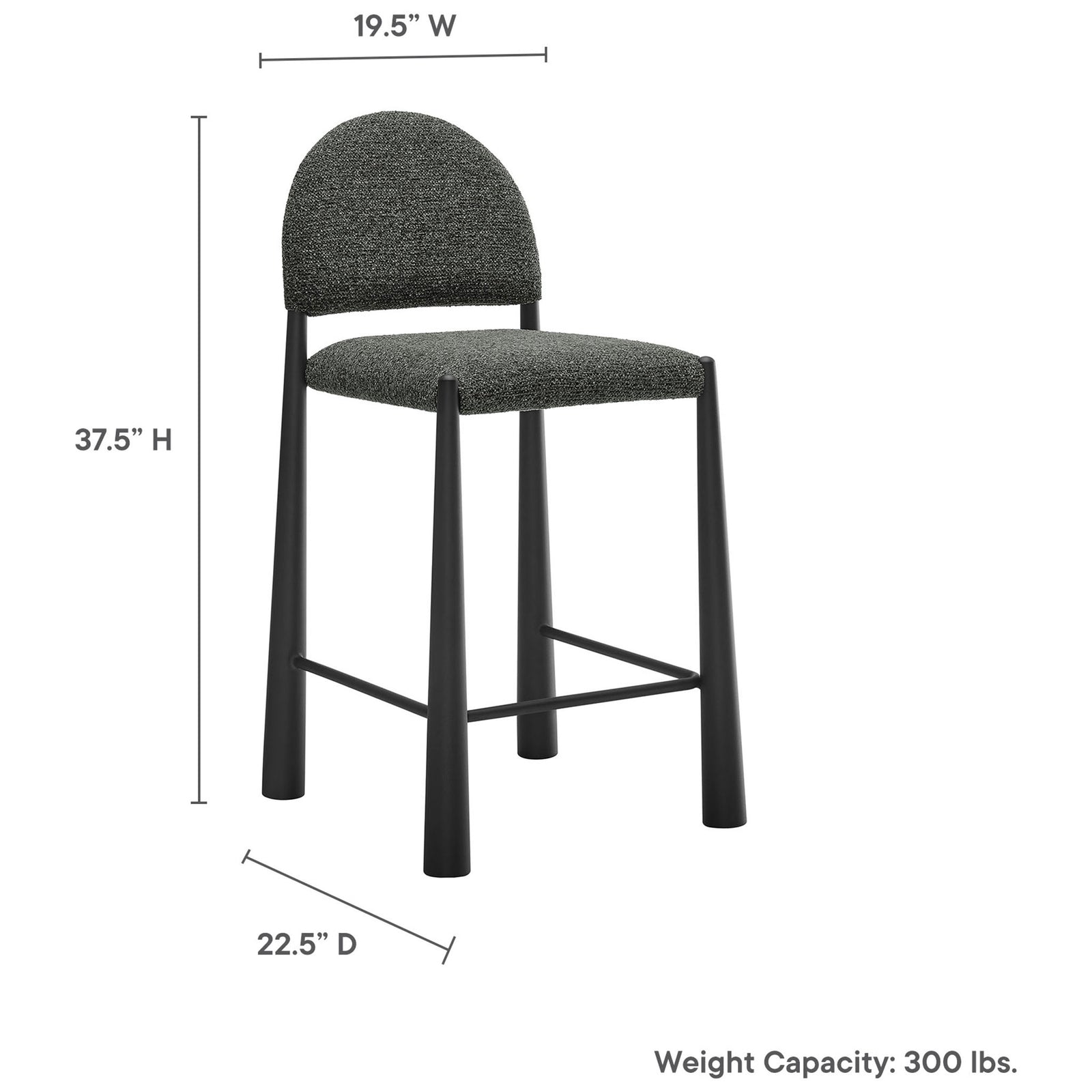 Counter-height design sized to fit standard kitchen islands and high-top counters. || EEI-7221-BLK-ANT || dimension_studio