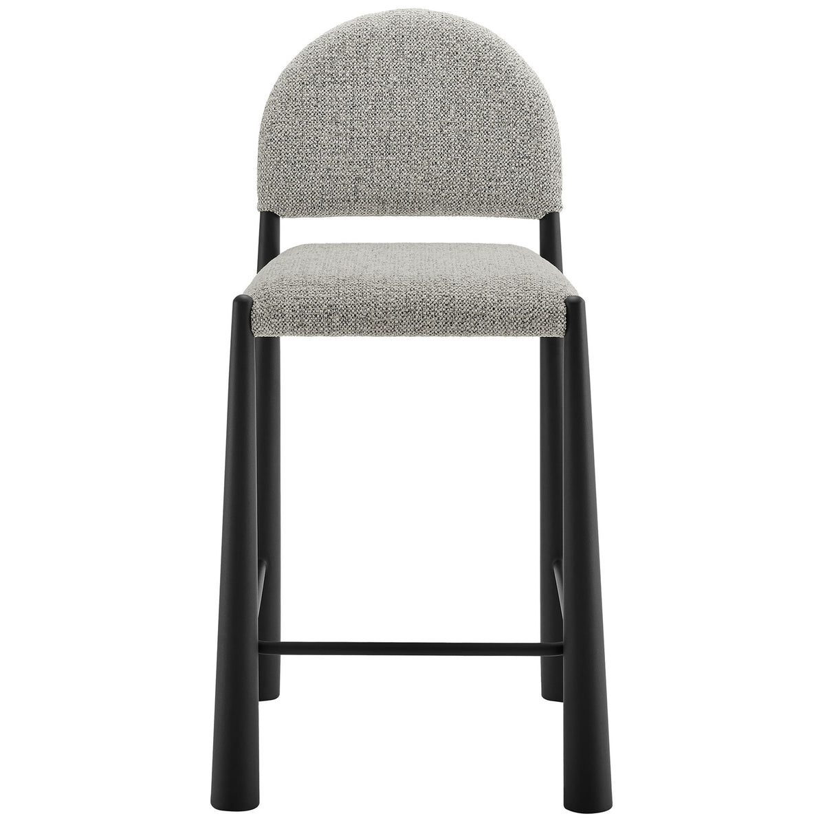Curved backrest and plush seat in textured fabric on bold tapered legs with footrest || EEI-7221-BLK-CAM || front_studio