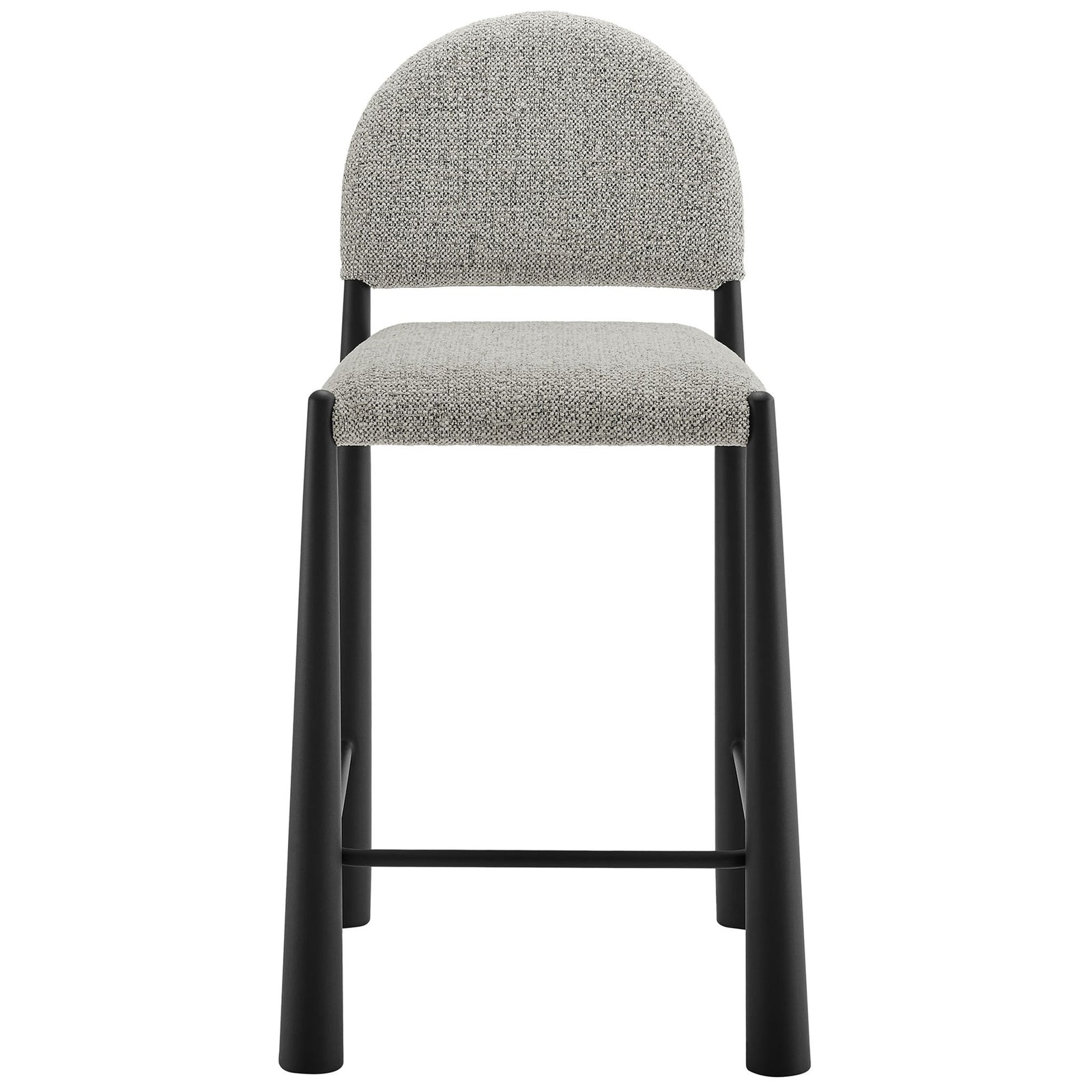 Curved backrest and plush seat in textured fabric on bold tapered legs with footrest || EEI-7221-BLK-CAM || front_studio