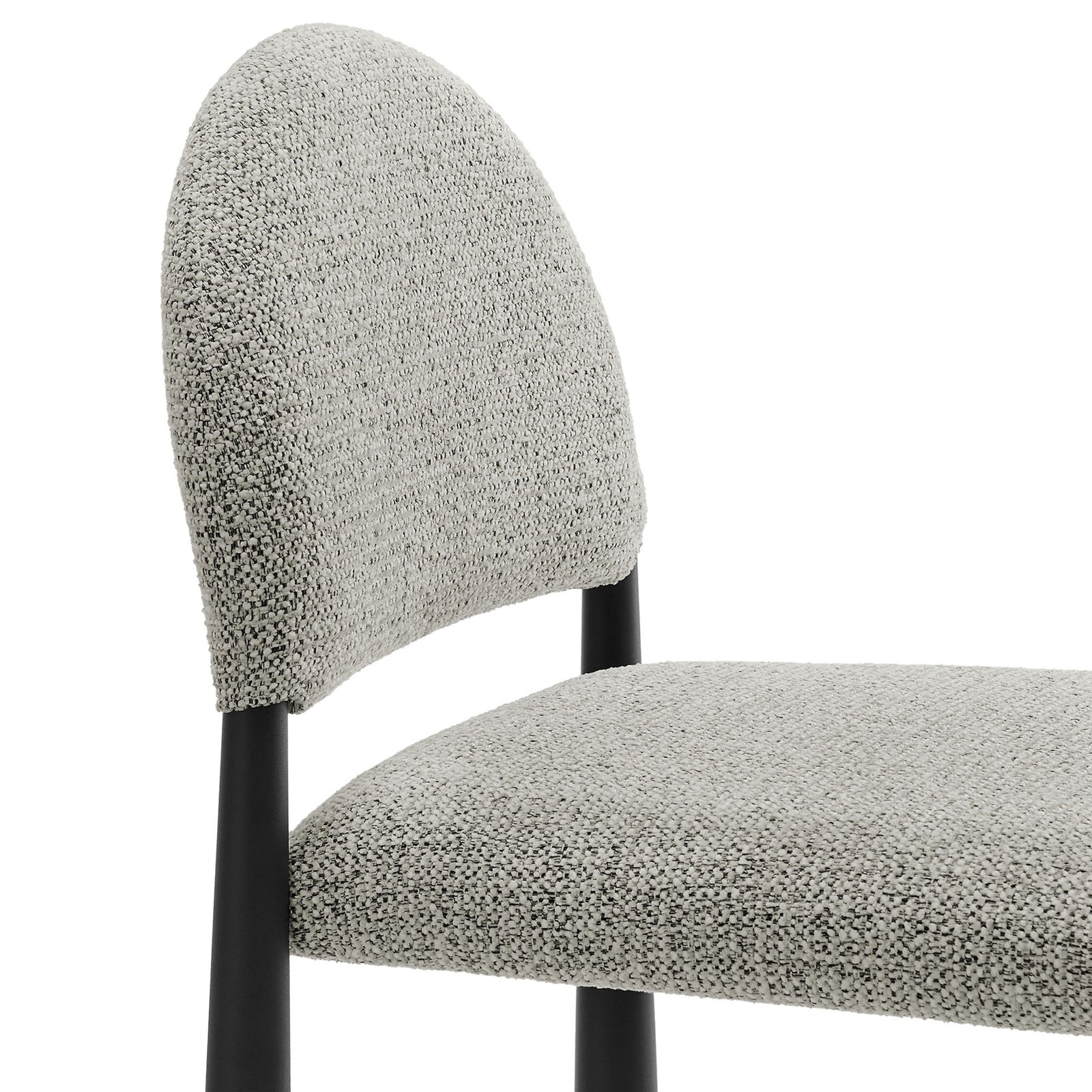 Soft, nubby upholstery and the gentle curve of the padded backrest || EEI-7221-BLK-CAM || detail_studio