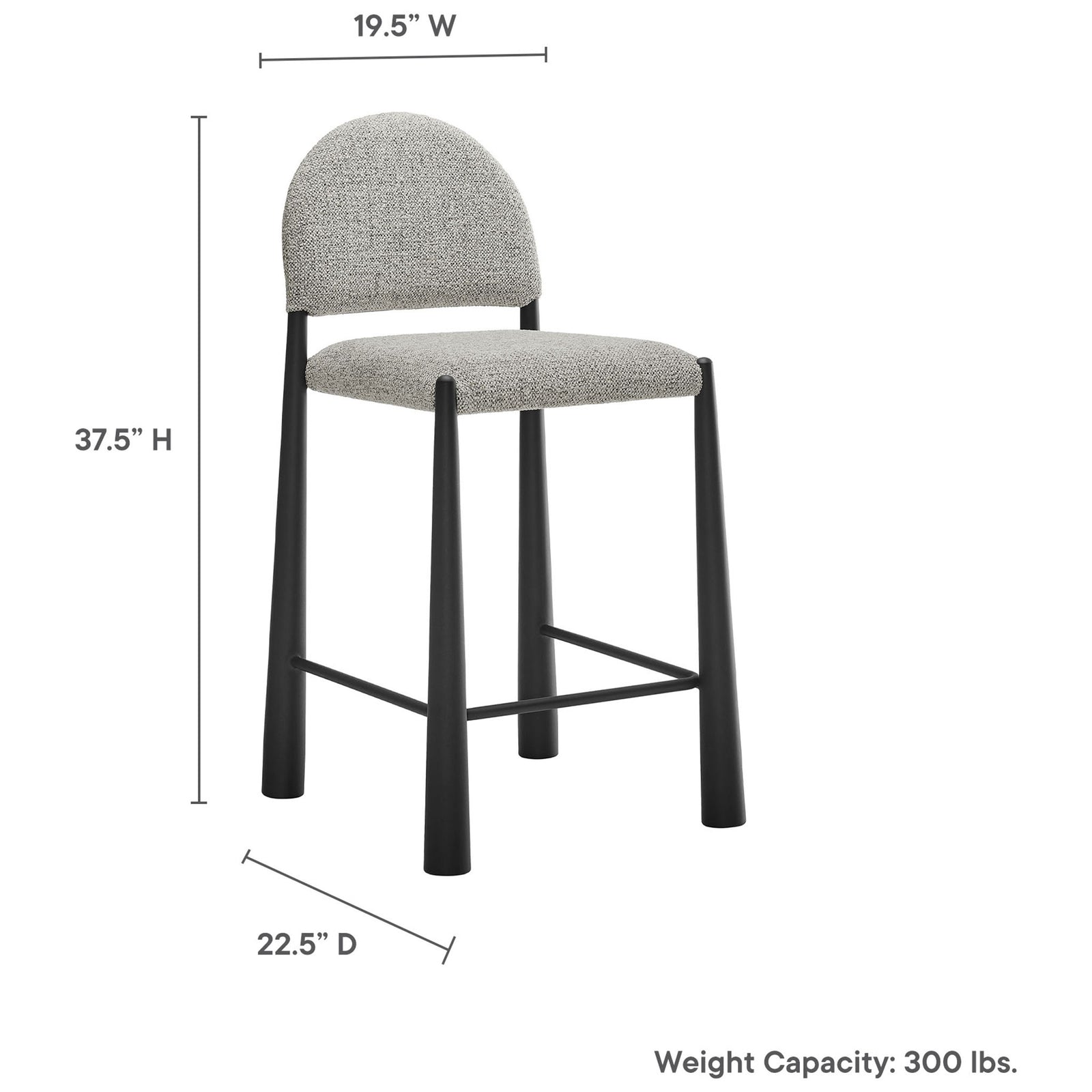 Counter-height design with generous seat and ergonomic back for relaxed perch || EEI-7221-BLK-CAM || dimension_studio