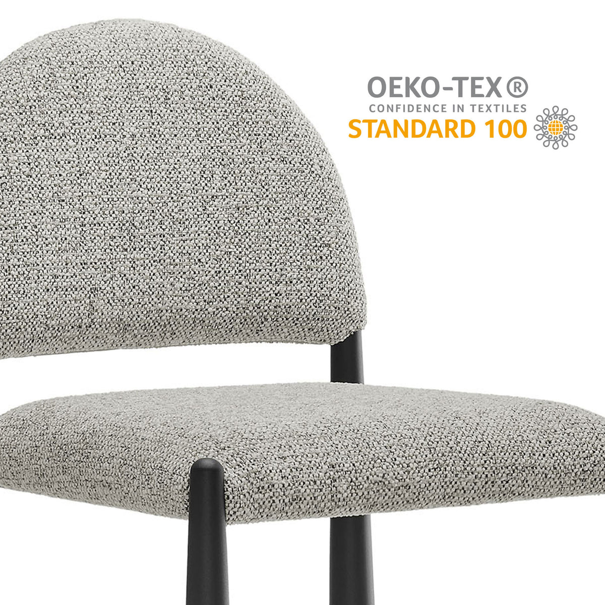 OEKO-TEX Standard 100 certified fabric for safer, comfortable everyday seating || EEI-7221-BLK-CAM || callout_studio