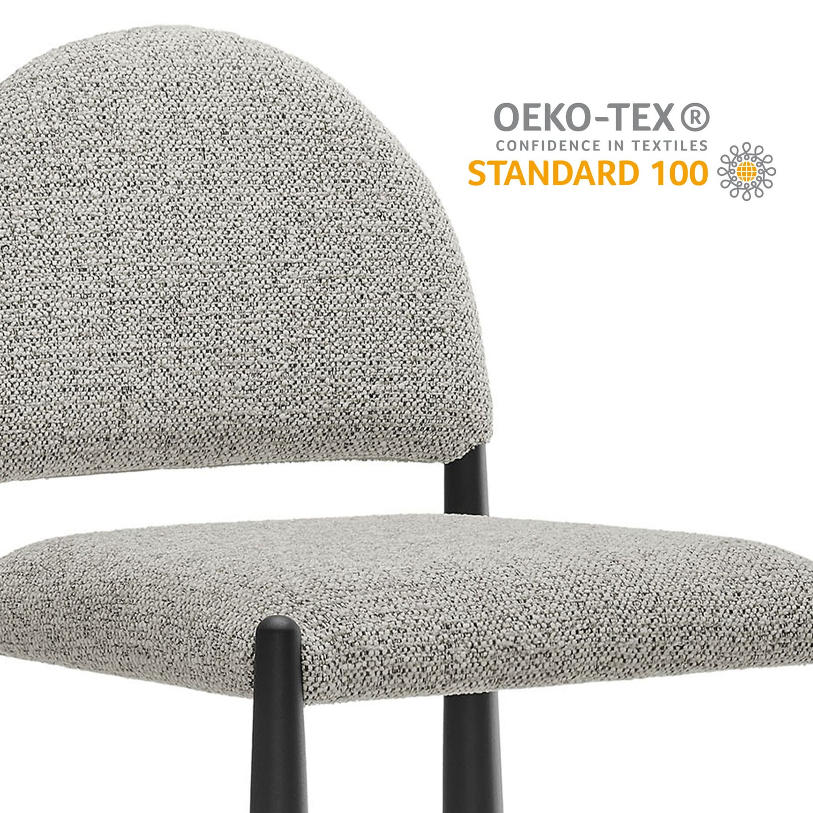OEKO-TEX Standard 100 certified fabric for safer, comfortable everyday seating || EEI-7221-BLK-CAM || callout_studio