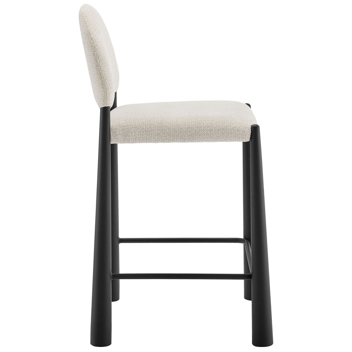 Streamlined profile highlights the arched backrest, cushioned seat, and sturdy footrest bar || EEI-7221-BLK-CRE || side_studio