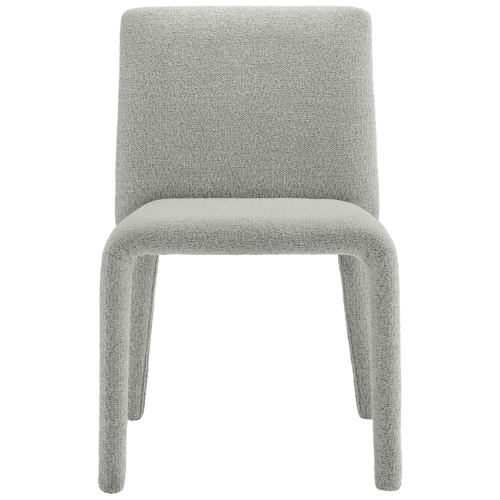 Minimalist dove gray chenille dining chair with clean lines and fully wrapped legs for a cohesive look. || EEI-7222-DOV || front_studio