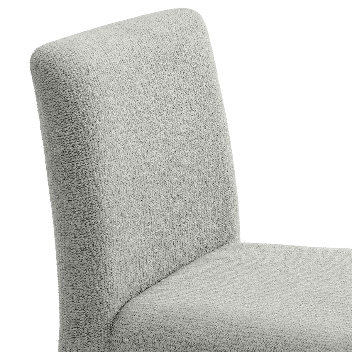 Textured chenille fabric in dove gray emphasizing the plush seat and supportive upper back of the chair. || EEI-7222-DOV || detail_studio