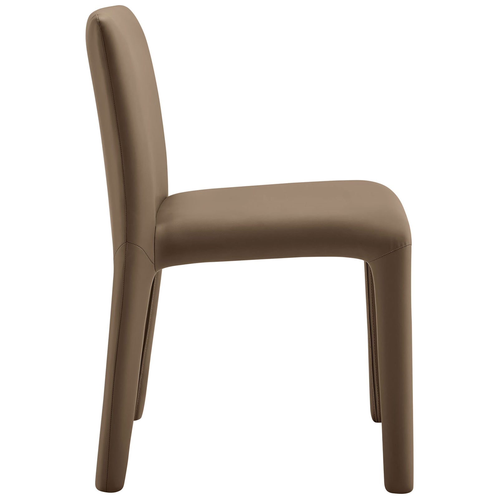 Rhodes vegan leather dining chair with slim mushroom brown legs and a comfortably cushioned seat || EEI-7223-MUS || side_studio