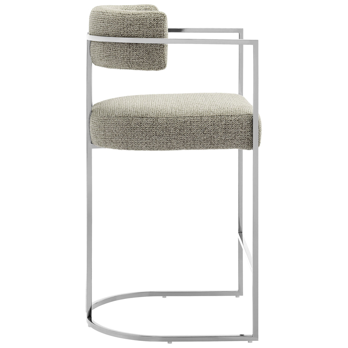 Sleek sled base and slim chrome arms frame a thick, comfortable seat || EEI-7227-SLV-WHE || side_studio