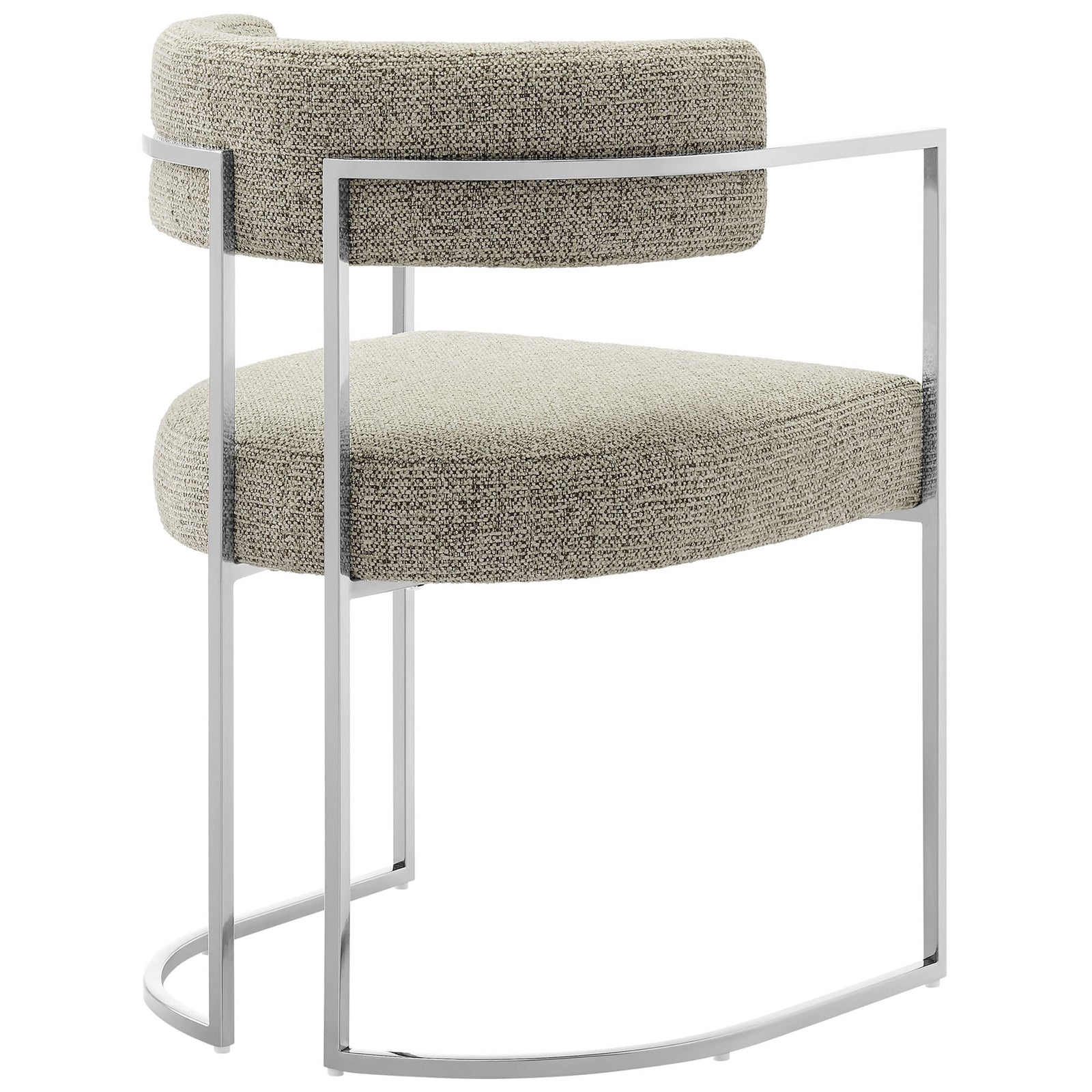 Curved wraparound backrest and open chrome frame give this Silver Wheat chair sculptural style || EEI-7228-SLV-WHE || back_angle_studio