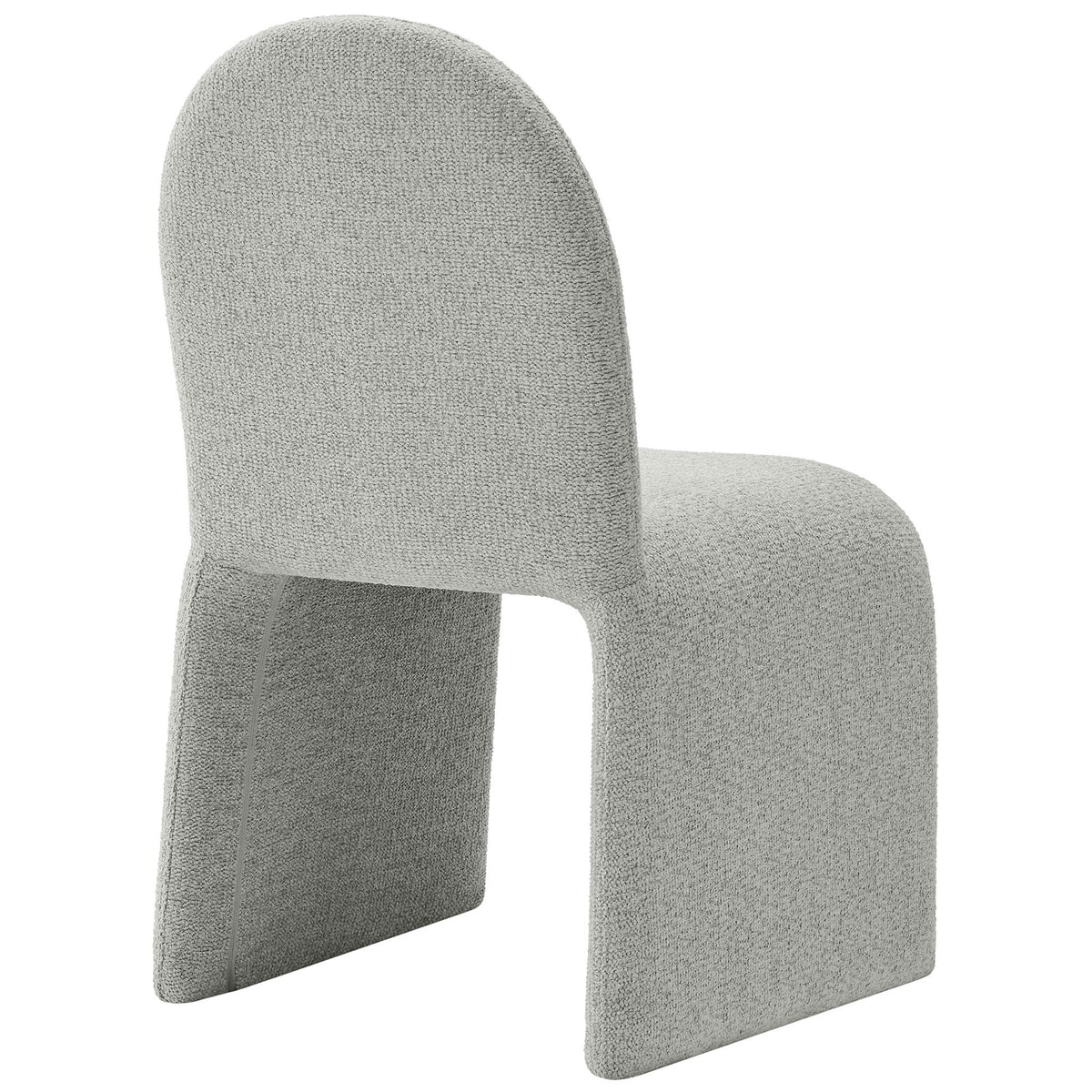 Arch back boucle dining chair with gently rounded edges and seamless waterfall legs || EEI-7231-DOV || back_angle_studio
