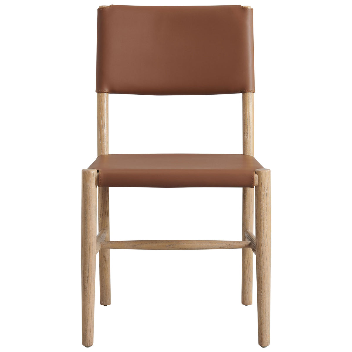 Vegan leather dining chair with clean lines and natural wood frame for modern, inviting seating || EEI-7240-NAT-SDL || front_studio