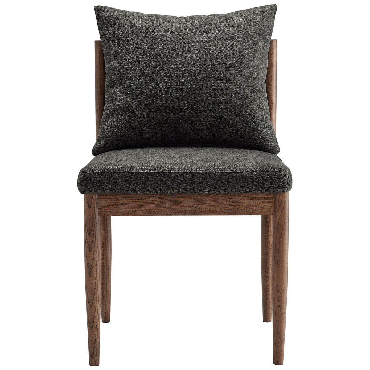 Remington dining chair with structured charcoal seat cushion and generously filled back pillow. || EEI-7242-CHA || front_studio