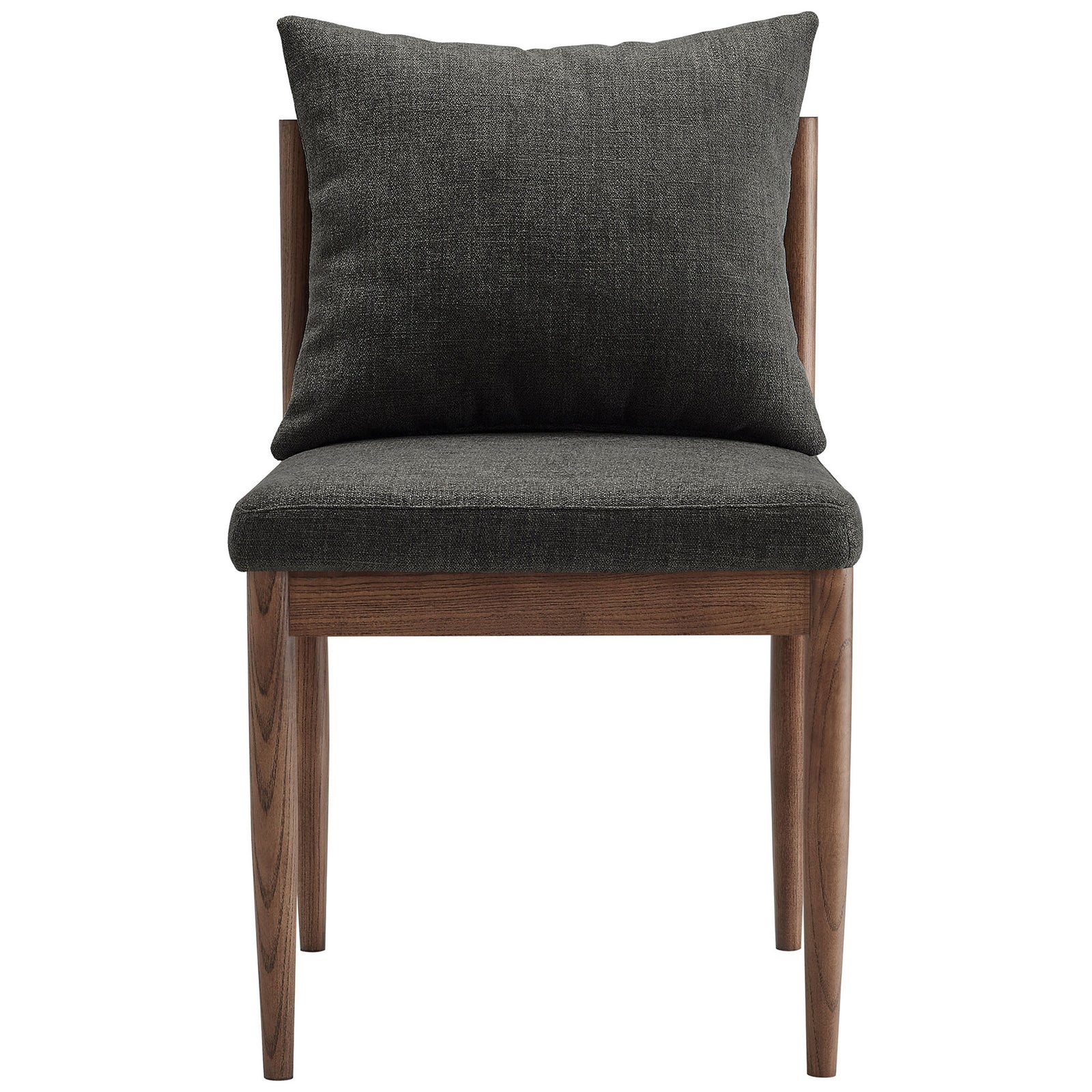 Remington dining chair with structured charcoal seat cushion and generously filled back pillow. || EEI-7242-CHA || front_studio