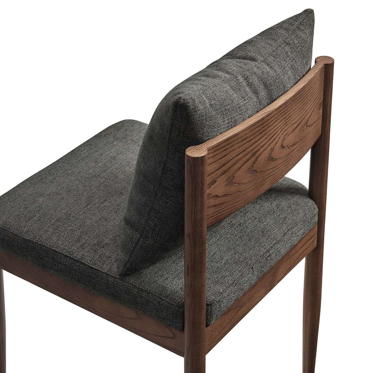 Textured slub weave charcoal upholstery on Remington chair seat and removable back pillow. || EEI-7242-CHA || detail_studio