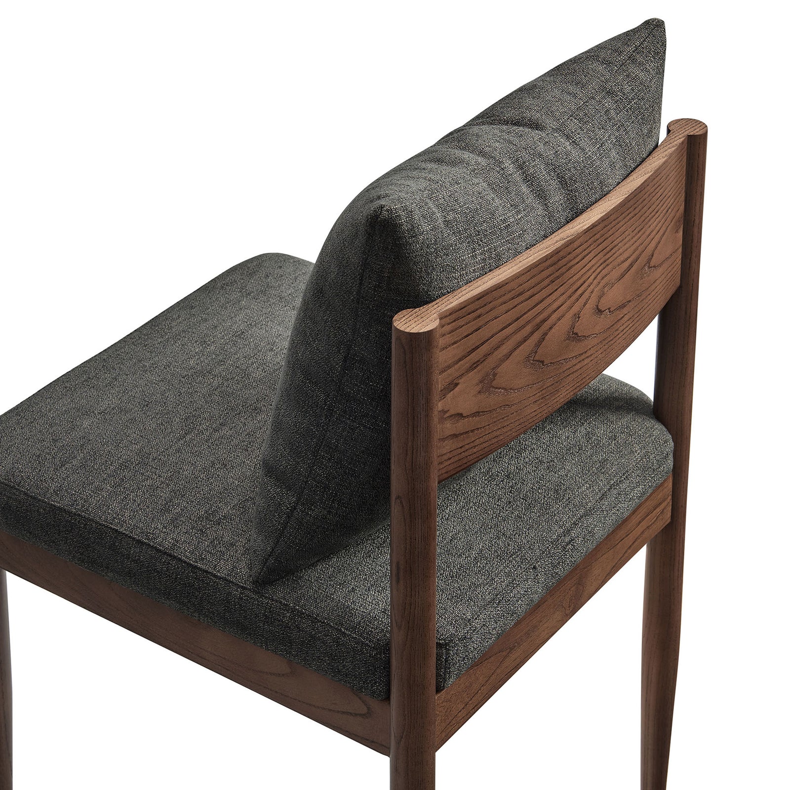 Textured slub weave charcoal upholstery on Remington chair seat and removable back pillow. || EEI-7242-CHA || detail_studio