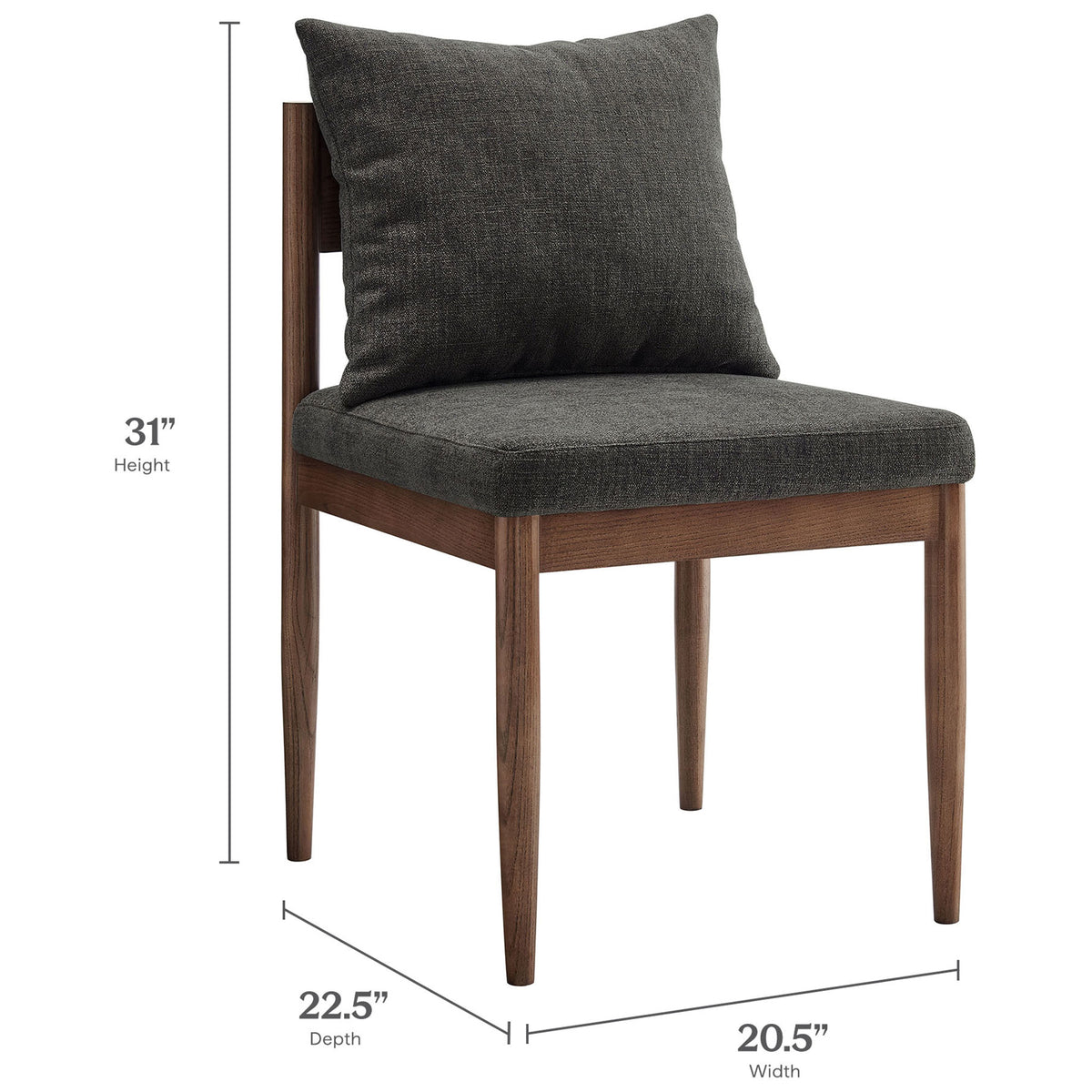 Remington dining chair with labeled height, width, and depth dimensions for easy space planning. || EEI-7242-CHA || dimension_studio