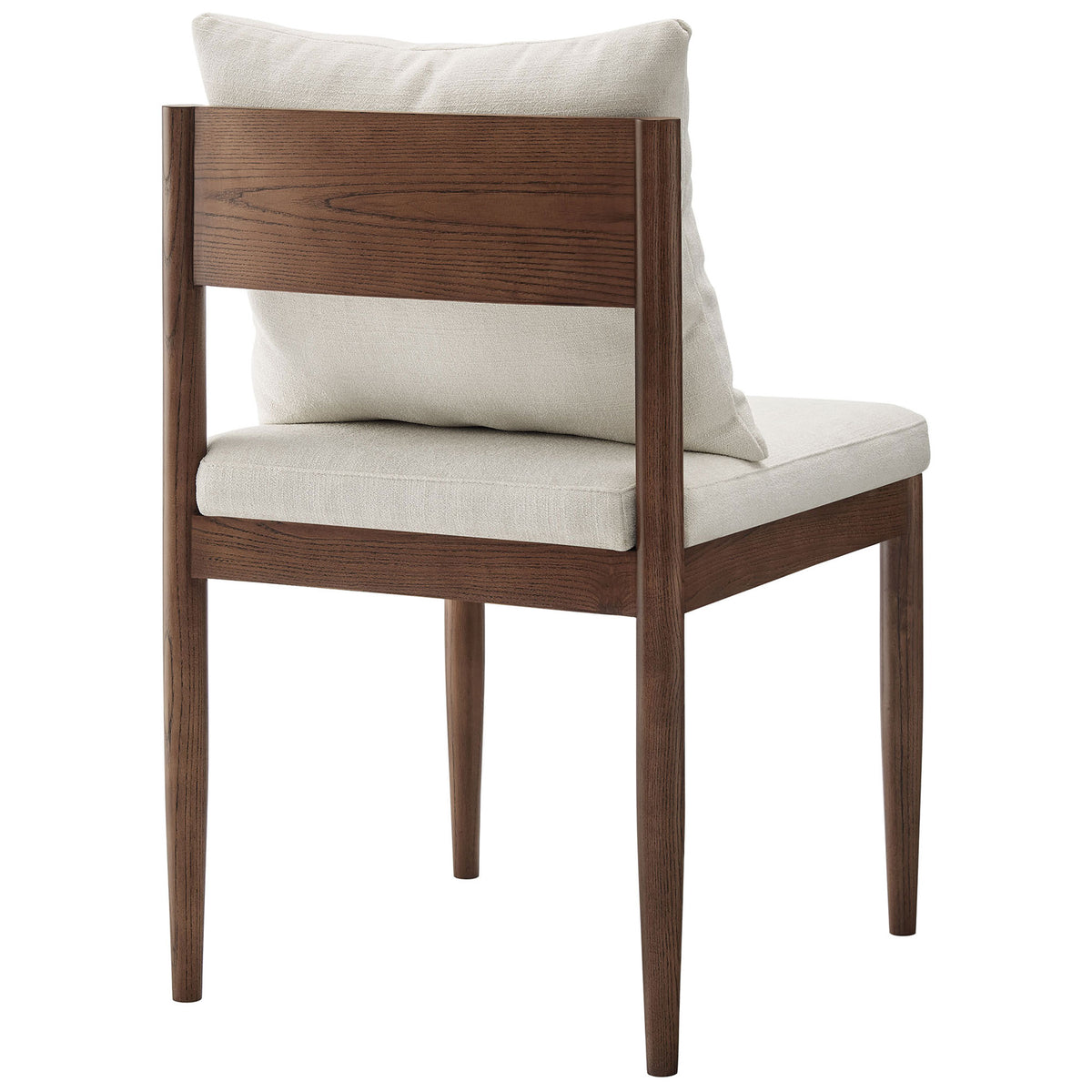 Elm wood frame with rich grain and a loose salt back pillow adds warmth and texture to the dining chair. || EEI-7242-SAL || back_angle_studio