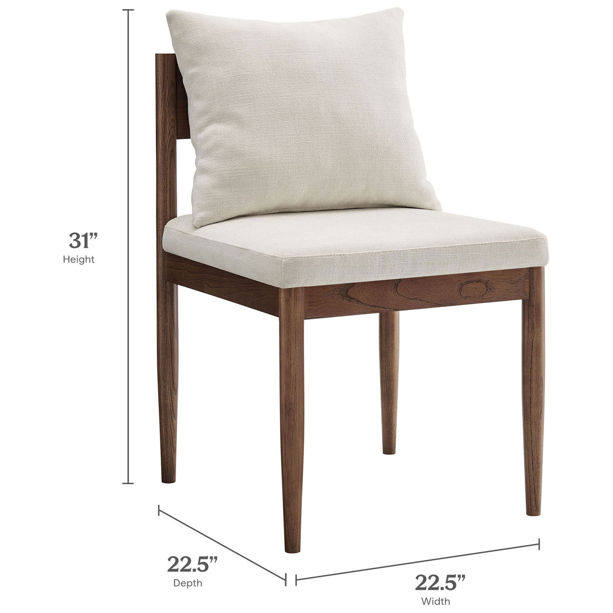 Dining chair measurements show a compact, comfortable profile that fits easily around most tables. || EEI-7242-SAL || dimension_studio
