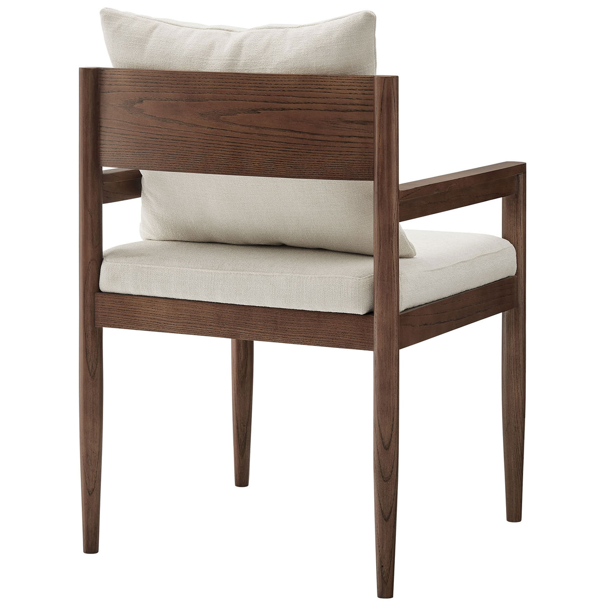 Elm wood dining armchair showcasing rich wood grain backrest and wraparound frame || EEI-7243-SAL || back_angle_studio