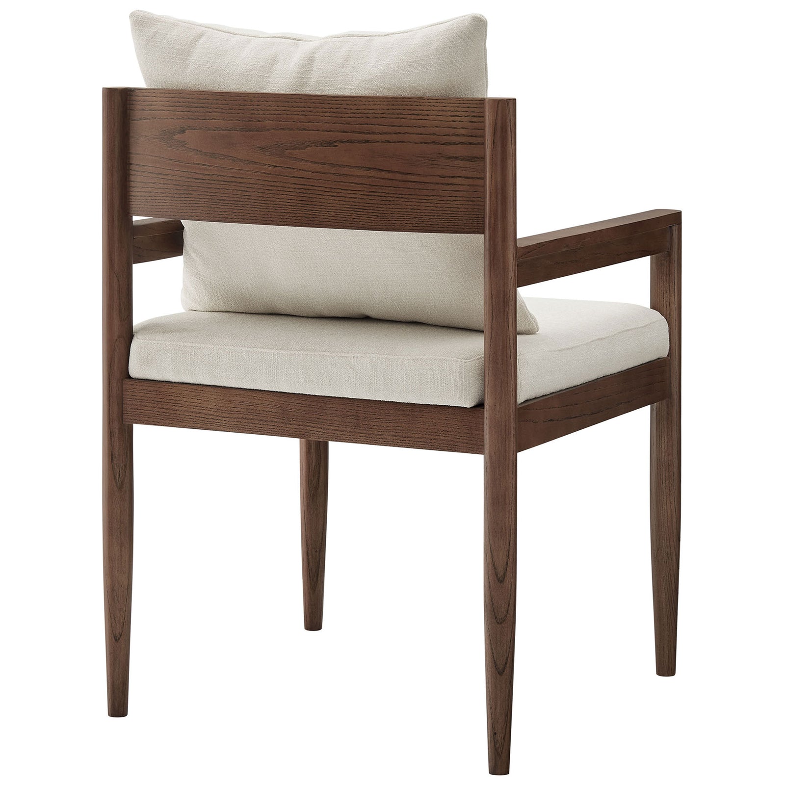 Elm wood dining armchair showcasing rich wood grain backrest and wraparound frame || EEI-7243-SAL || back_angle_studio