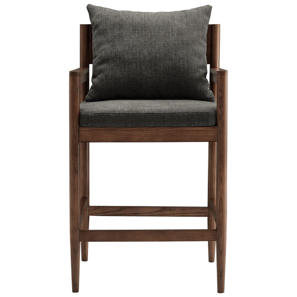 Charcoal cushion and pillow on a rich elm wood frame with clean lines and a supportive footrest. || EEI-7244-CHA || front_studio