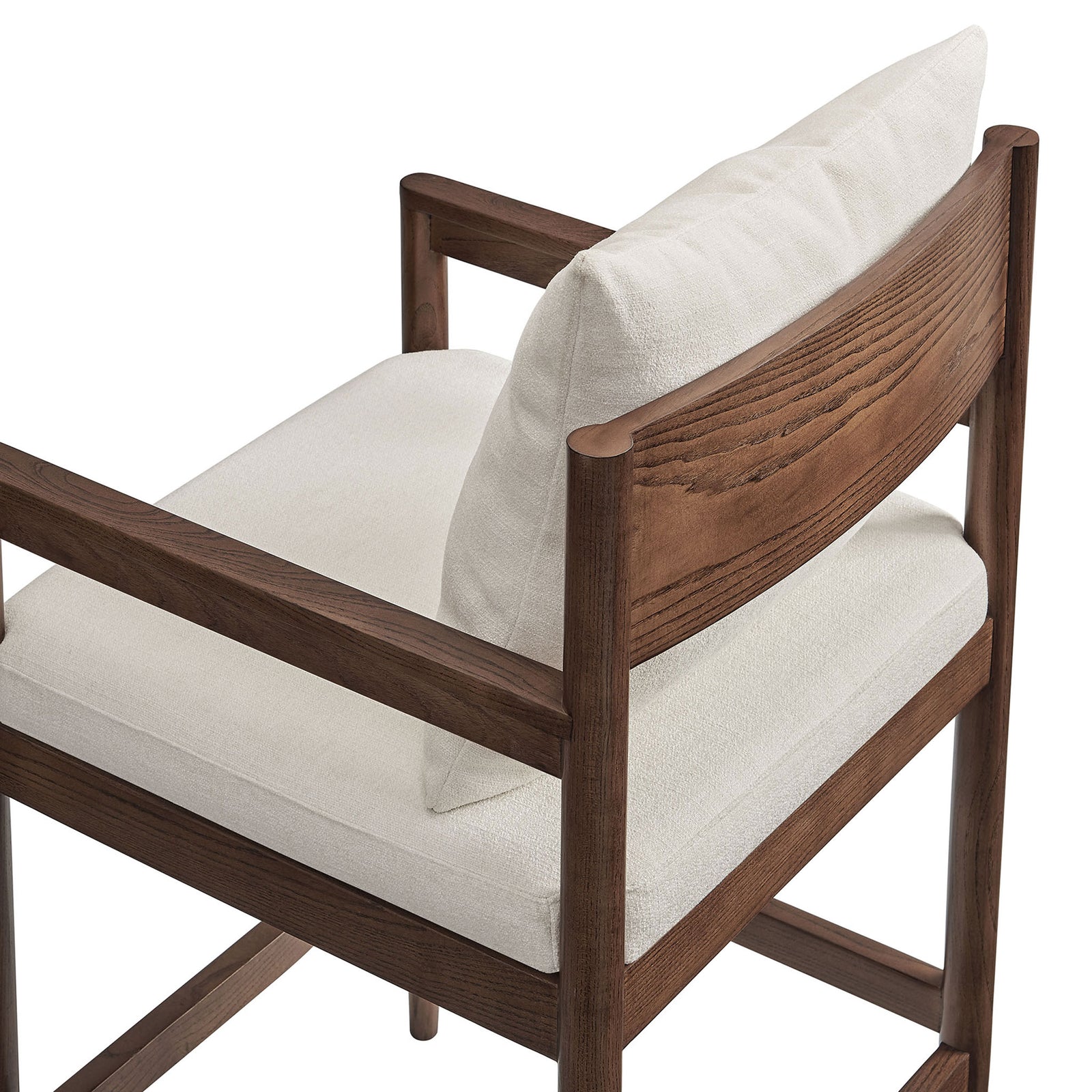 Textured slub-weave upholstery and smooth elm grain elevate the removable back pillow and cushioned seat || EEI-7244-SAL || detail_studio