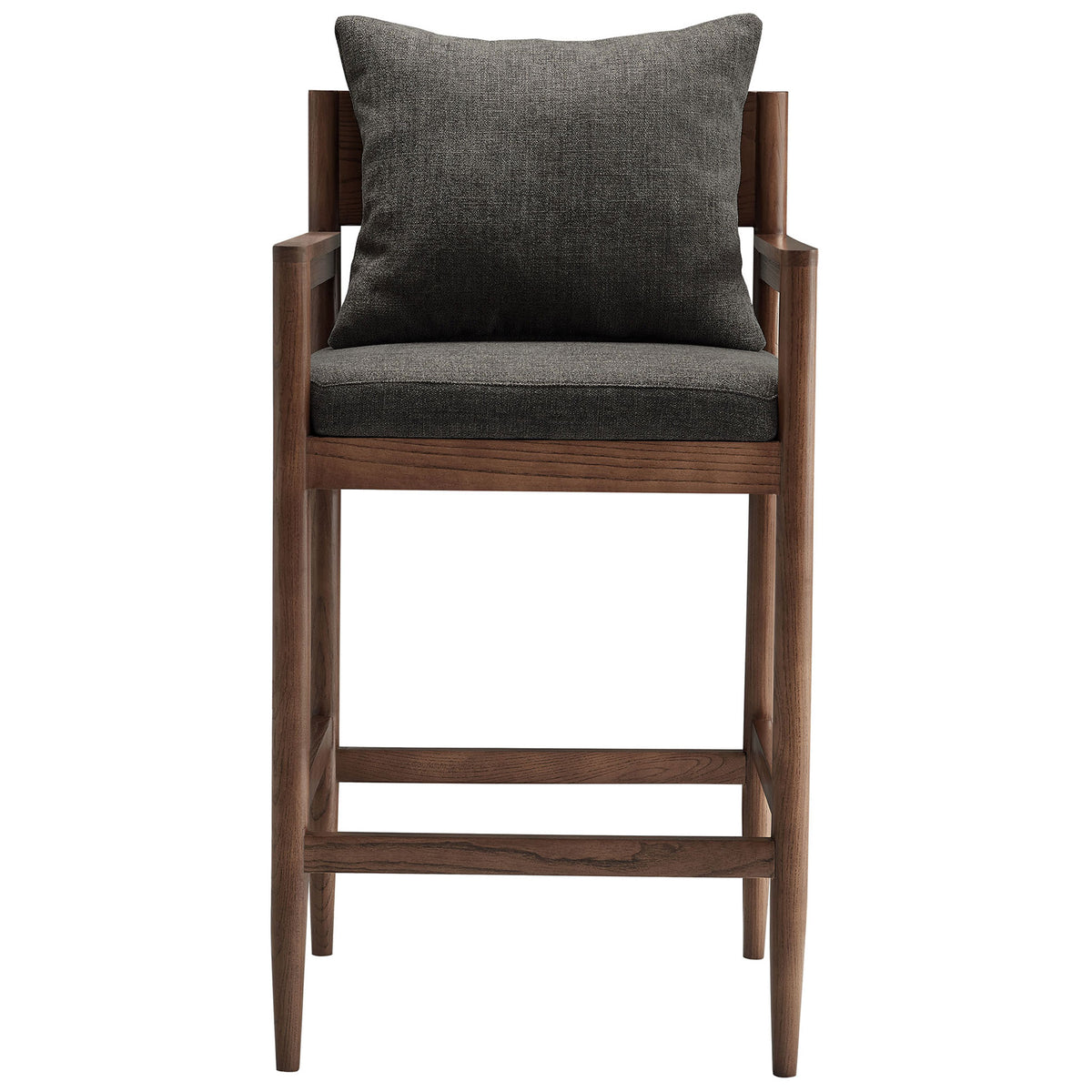 Charcoal seat and plush pillow pair with a sturdy elm frame and built-in footrest for lasting comfort. || EEI-7245-CHA || front_studio