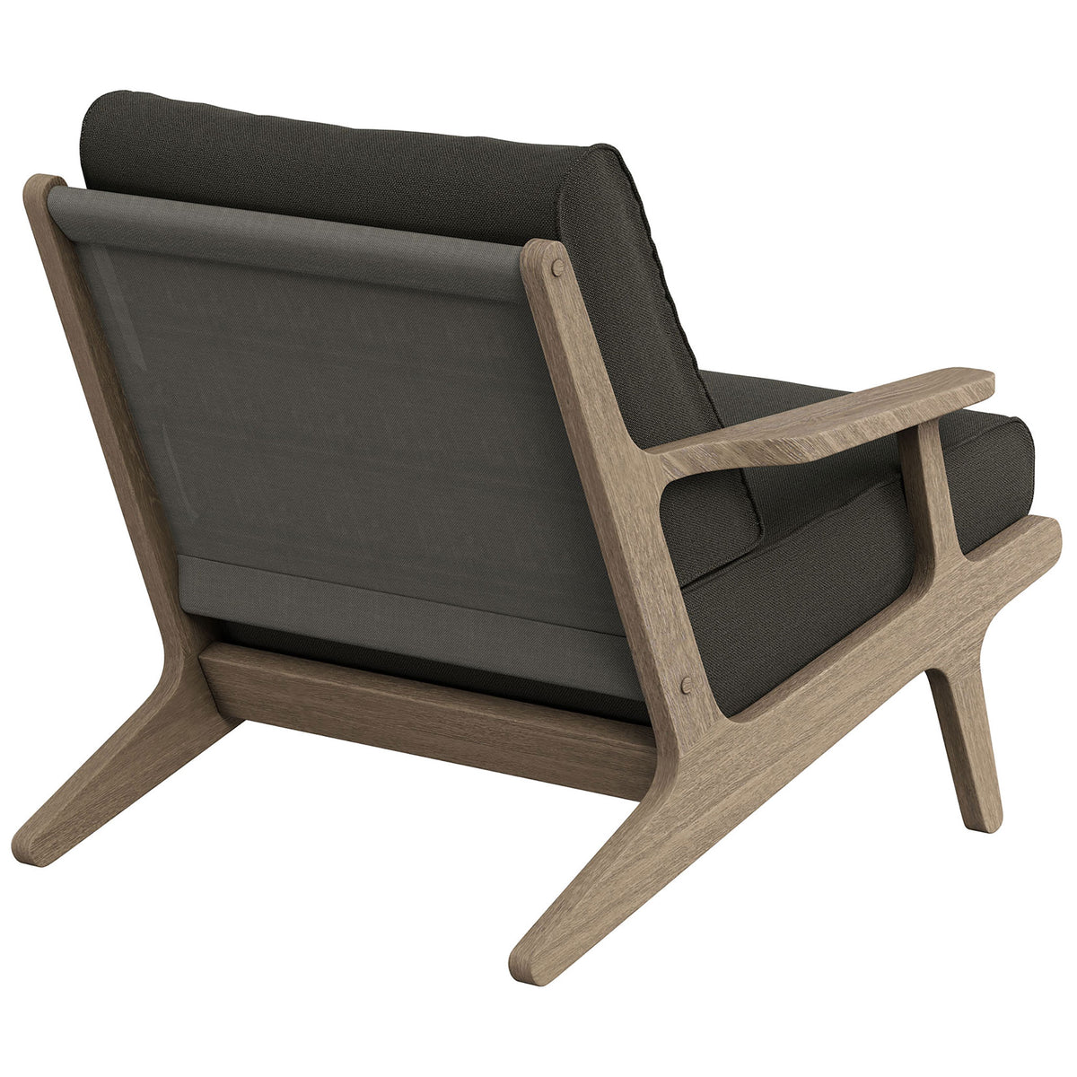 Saratoga flint gray lounge chair with supportive slatted back and durable sling style seat base || EEI-7248-WGR-FLI || back_angle_studio
