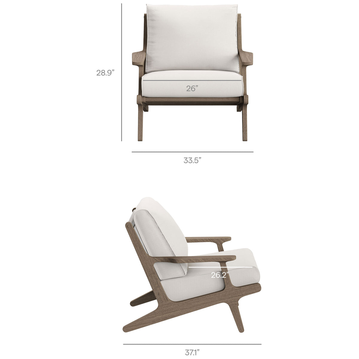 Saratoga white lounge chair sized with wide seat and plush back cushion for spacious comfort || EEI-7248-WGR-WHI || dimension_studio