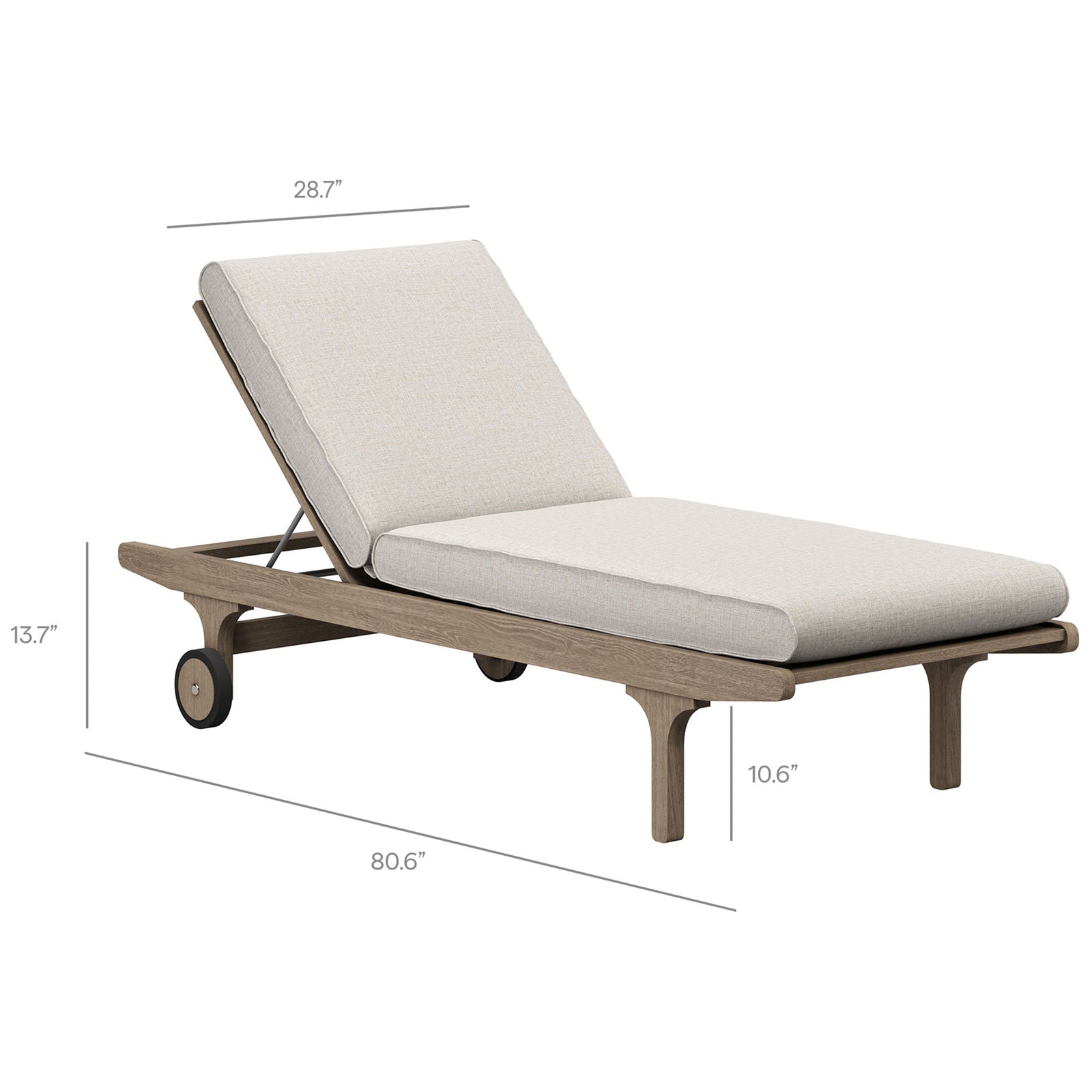 Dimension graphic showing overall length, width, and height of the Saratoga pebble chaise lounge || EEI-7251-WGR-PEB || dimension_studio