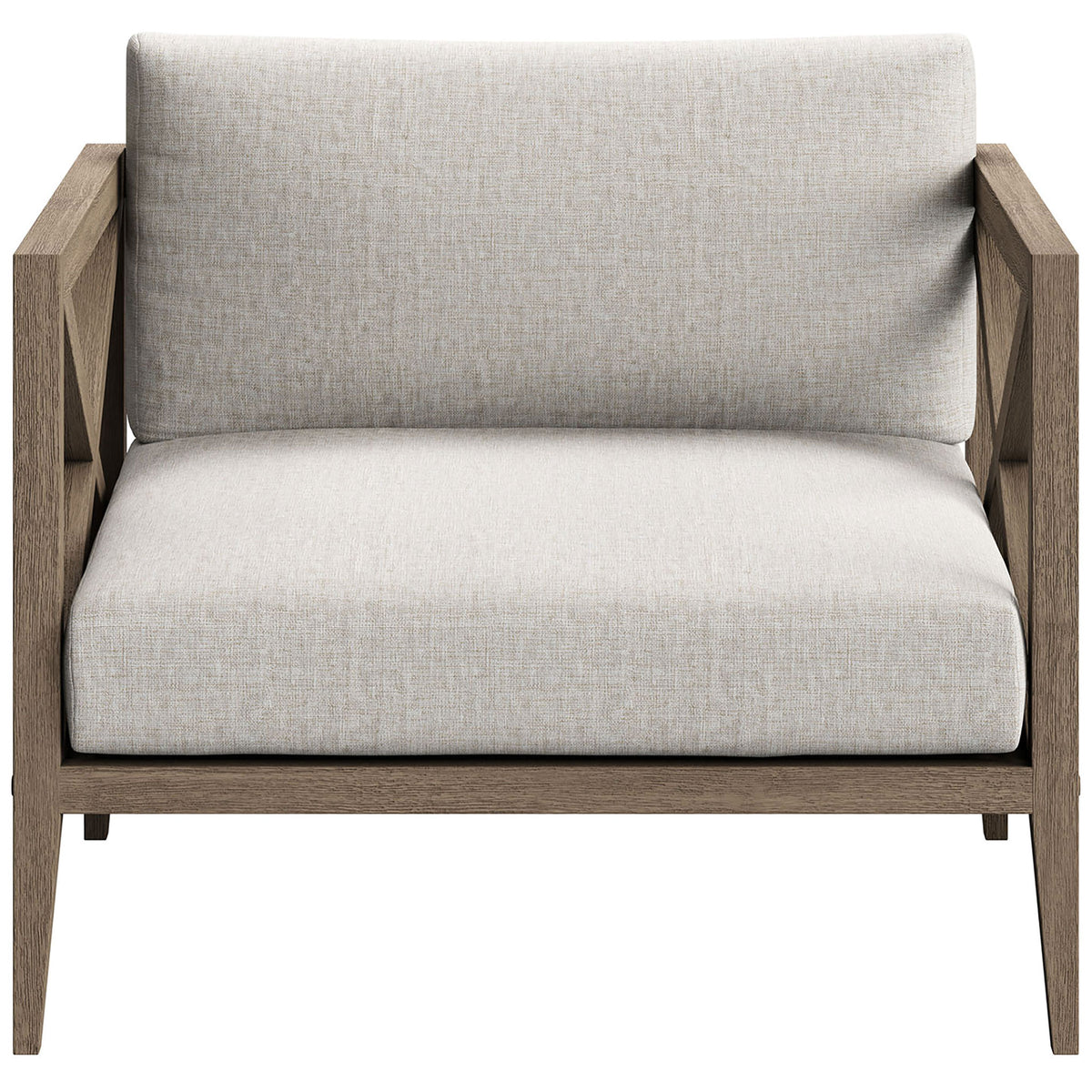 Generous Northlake teak lounge chair with supportive back and pebble cushions for relaxed outdoor comfort || EEI-7252-WGR-PEB || front_studio