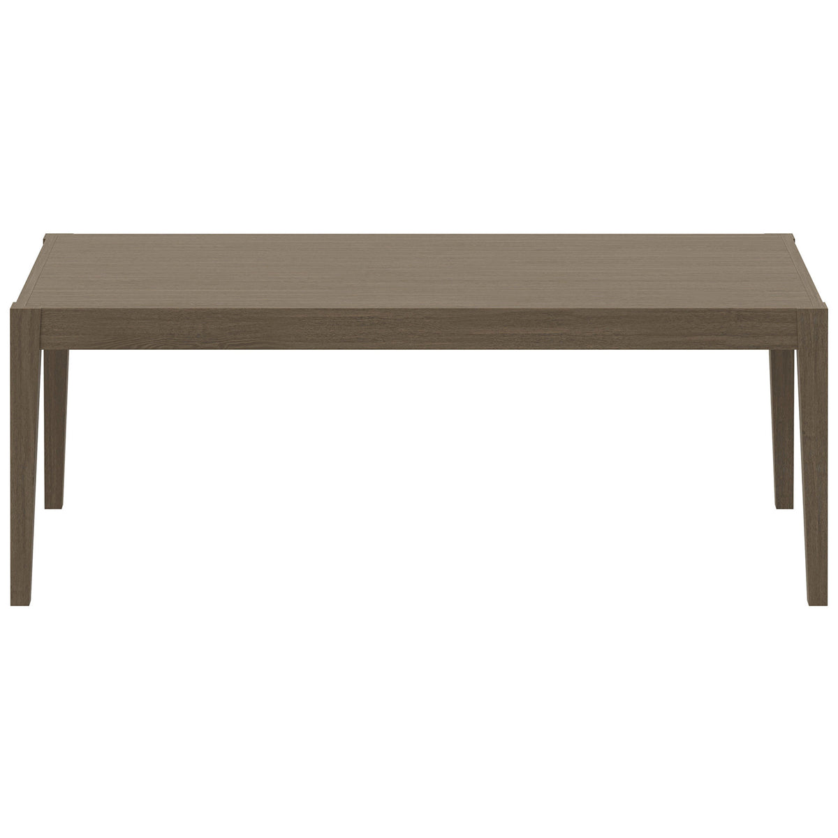 Weathered gray teak patio dining table with clean lines and a spacious plank-style top || EEI-7257-WGR || front_studio