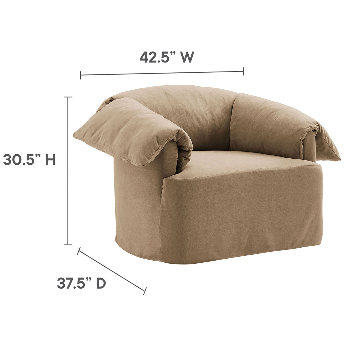 Generously scaled seat and cozy silhouette offer spacious, sink-in lounging. || EEI-7259-ALM || dimension_studio