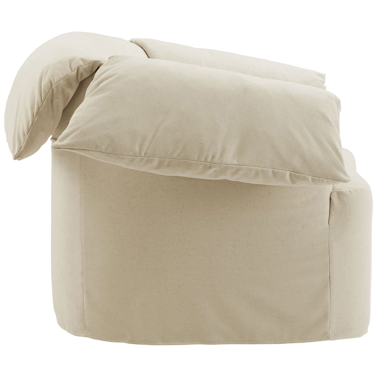 Curved side profile shows pillowy arm drape and a tailored slipcover for a clean, modern look || EEI-7259-LIN || side_studio