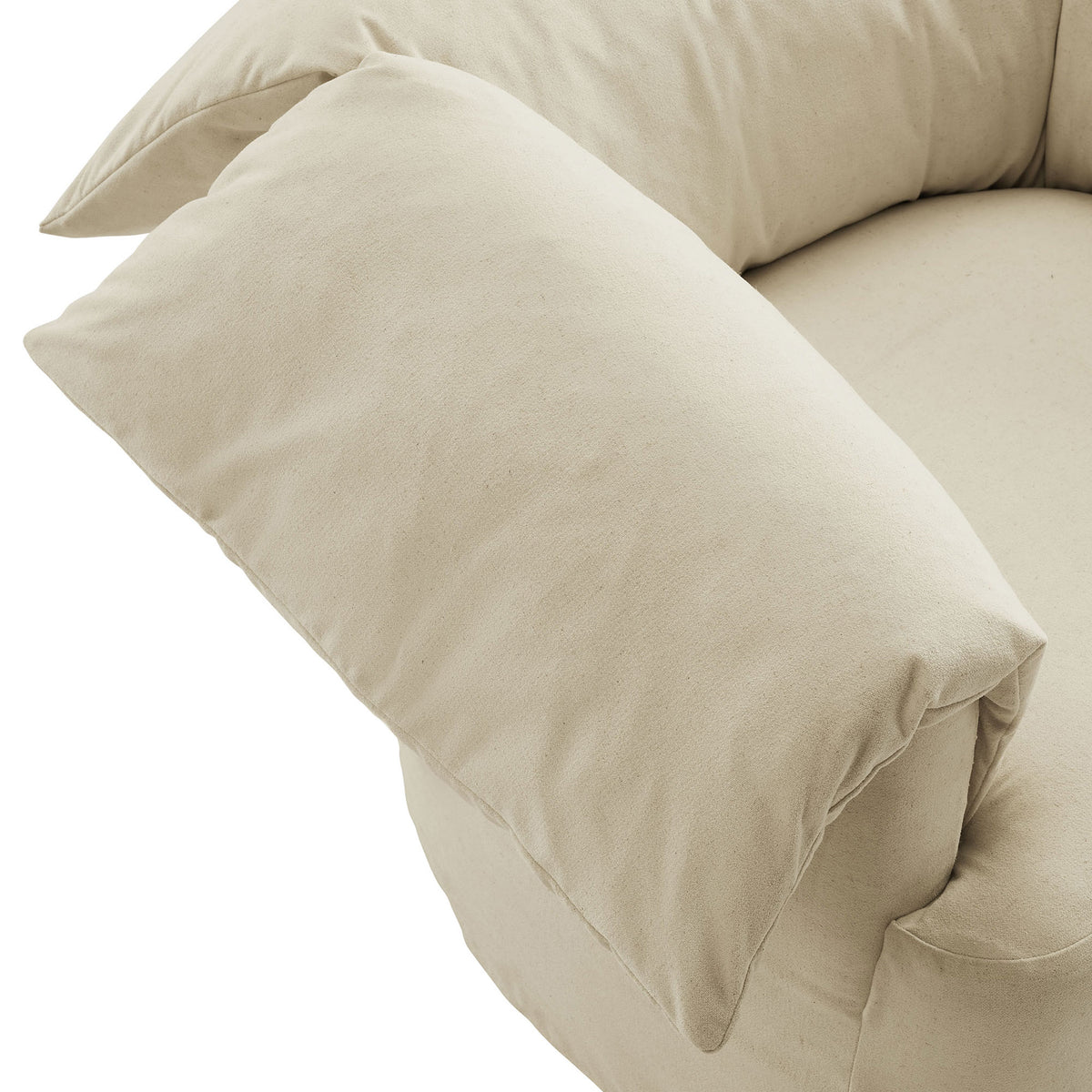 Overstuffed arm cushion and tailored seams highlight the soft linen-blend texture || EEI-7259-LIN || detail_studio