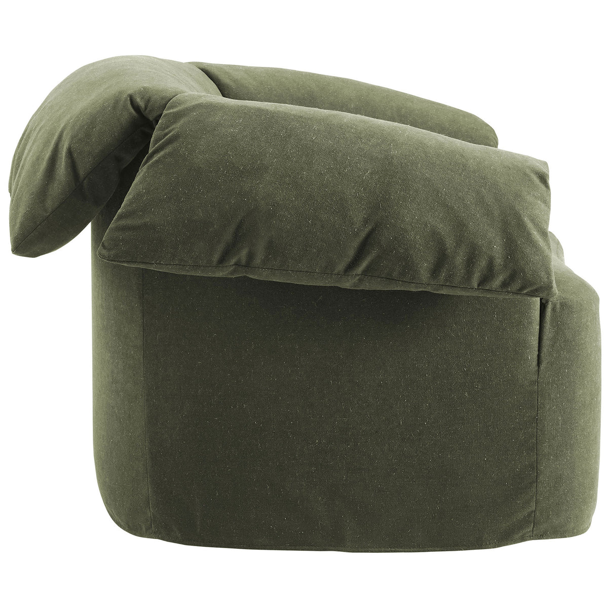 Softly sloped profile with generously padded arms and a smooth, floor-length slipcover || EEI-7259-SGE || side_studio