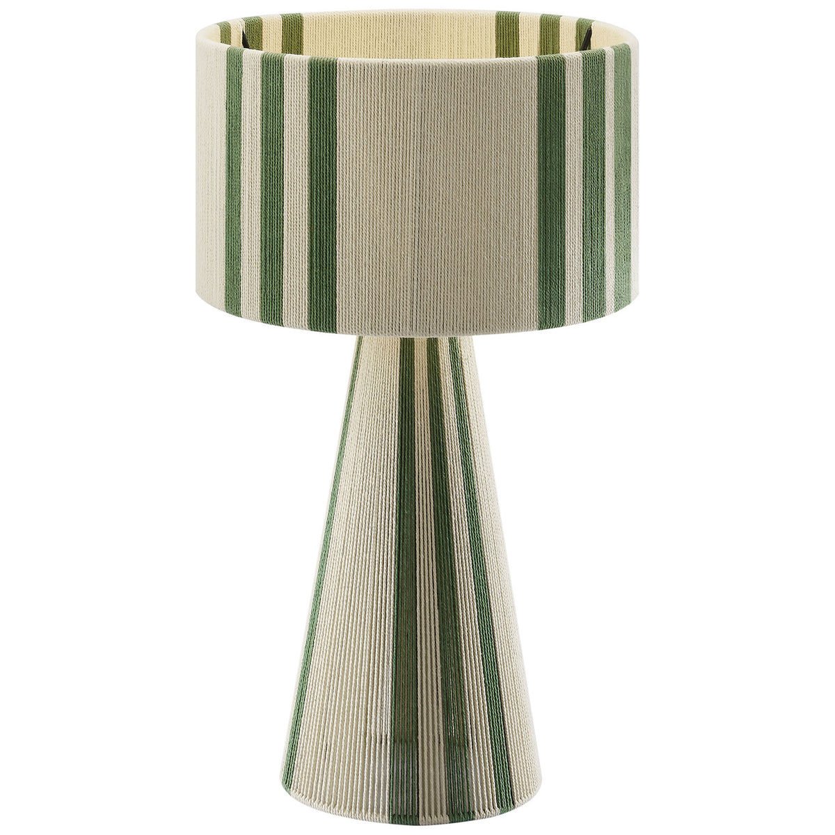 Modern basil green striped table lamp adding fresh color and texture to your decor. || EEI-7262-BAS || front_angle_on_studio