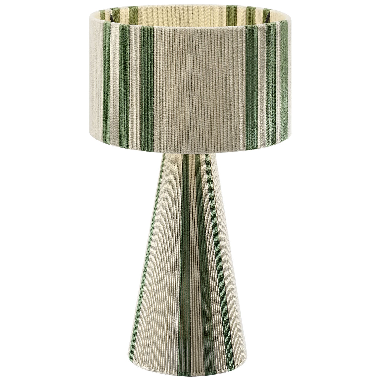 Modern basil green striped table lamp adding fresh color and texture to your decor. || EEI-7262-BAS || front_angle_on_studio