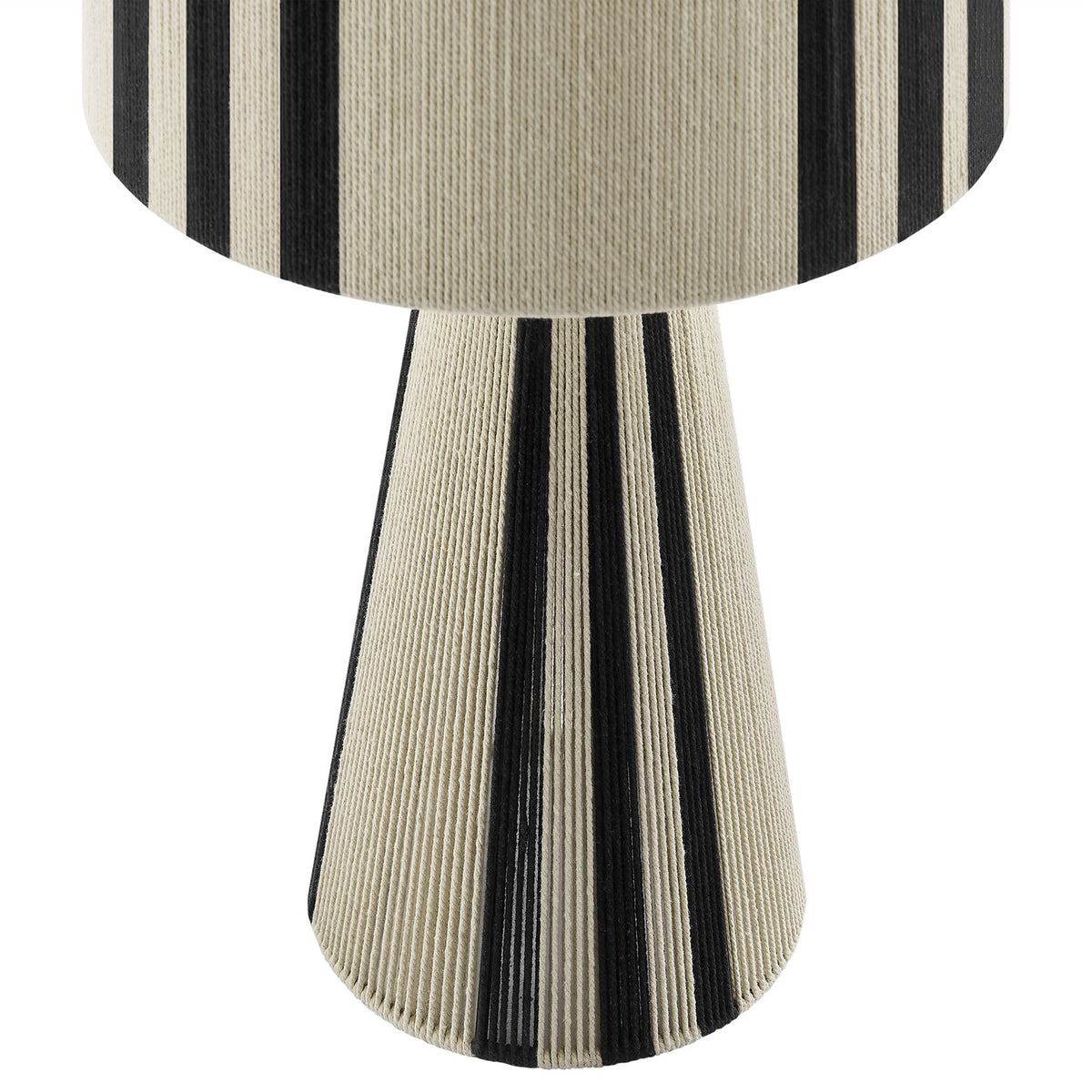 Black cotton stripes accent the flared lamp base for a striking, graphic foundation. || EEI-7262-BLK || detail_studio