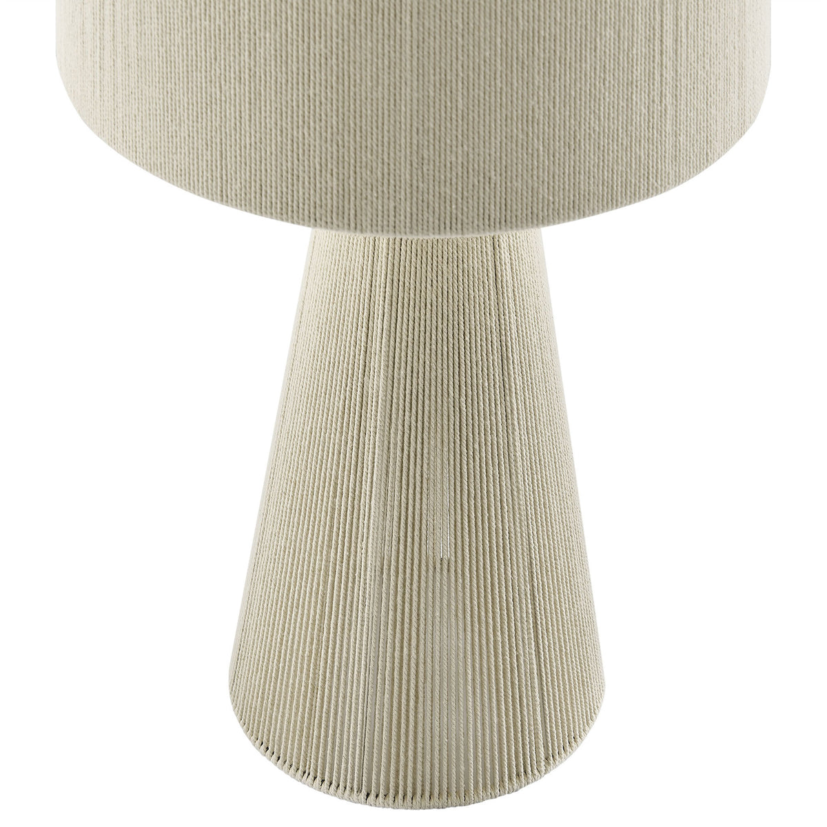 Fine natural cotton thread wraps the tapered lamp base for a subtle, linear texture. || EEI-7262-NAT || detail_studio