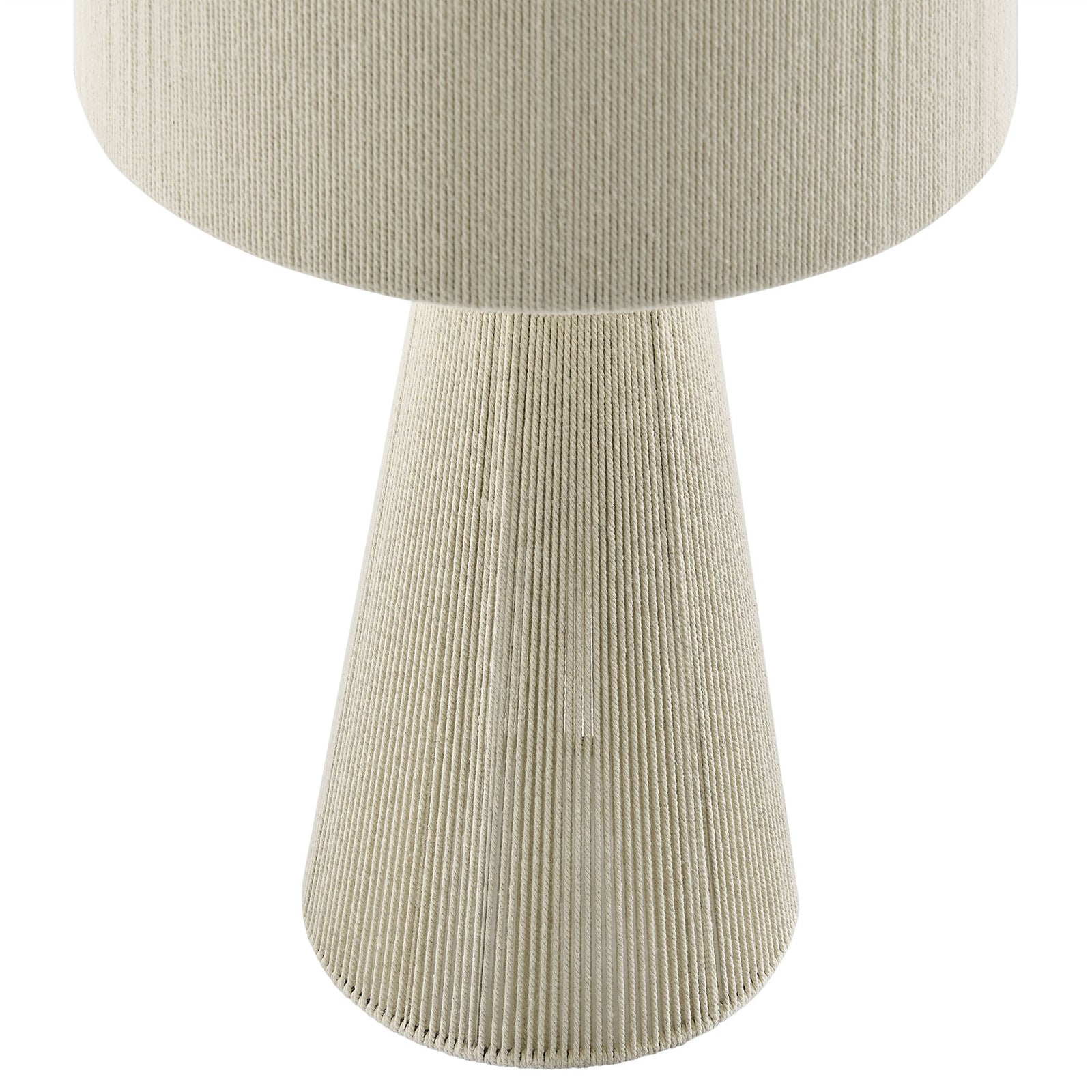 Fine natural cotton thread wraps the tapered lamp base for a subtle, linear texture. || EEI-7262-NAT || detail_studio