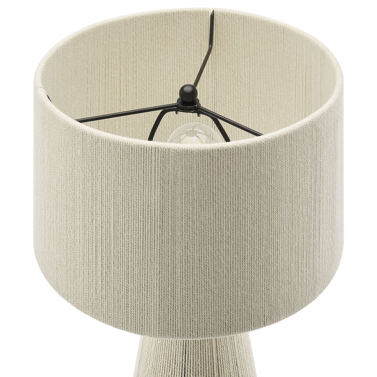 Natural cotton thread shade with open top and black metal bulb support inside. || EEI-7262-NAT || shade_studio