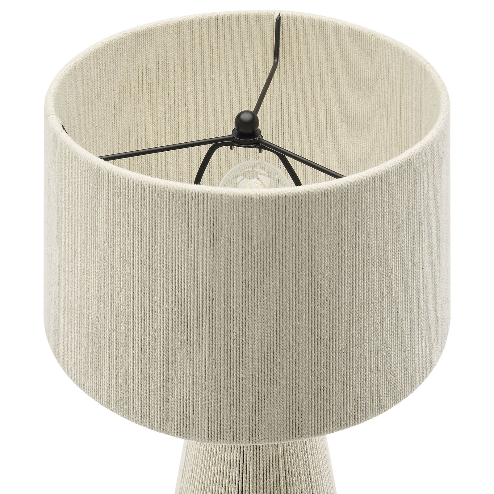 Natural cotton thread shade with open top and black metal bulb support inside. || EEI-7262-NAT || shade_studio