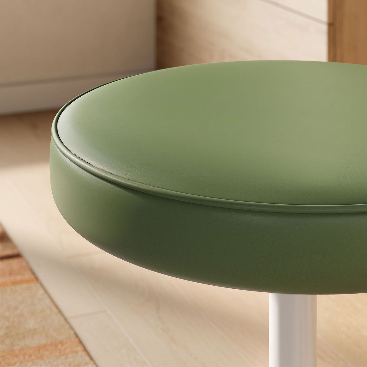 Lipton Vegan Leather Round Stool Leaf