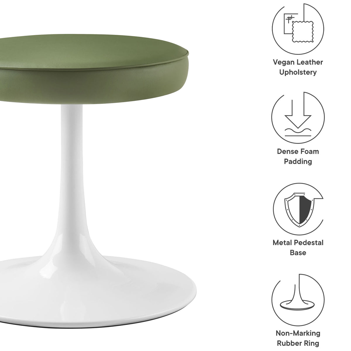 Lipton Vegan Leather Round Stool Leaf